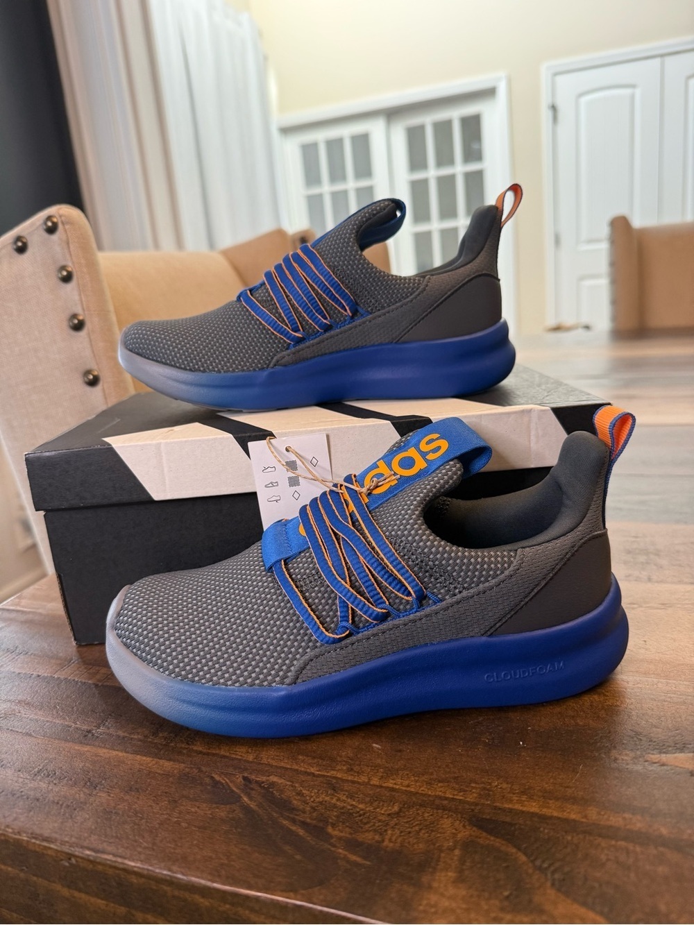adidas Lite Racer Adapt 7.0 K Slip On Synthetic Sneaker US 2 Gray/Blue JI1205